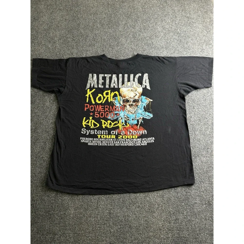 Mens 2000 Summer Sanitarium Tour Metallica Korn T-Shirt Made in USA, Size 2XL